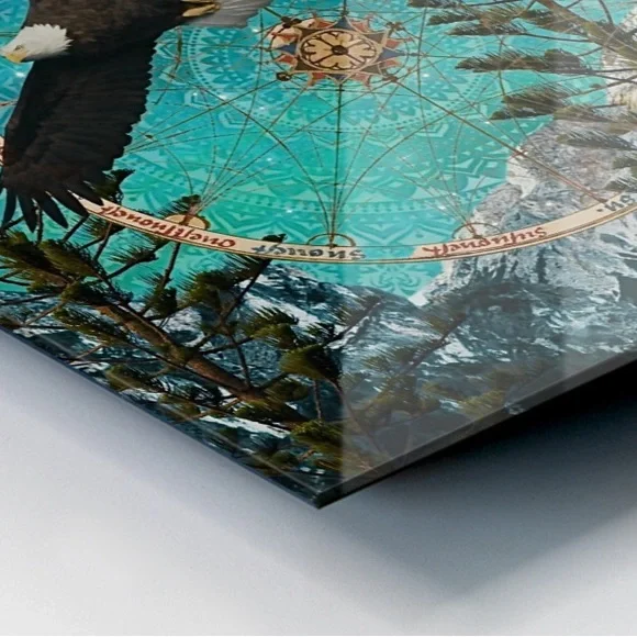 “As the Eagle” Surreal Artwork on 8” SQ Glass Tile Mounted in Shadowbox Frame